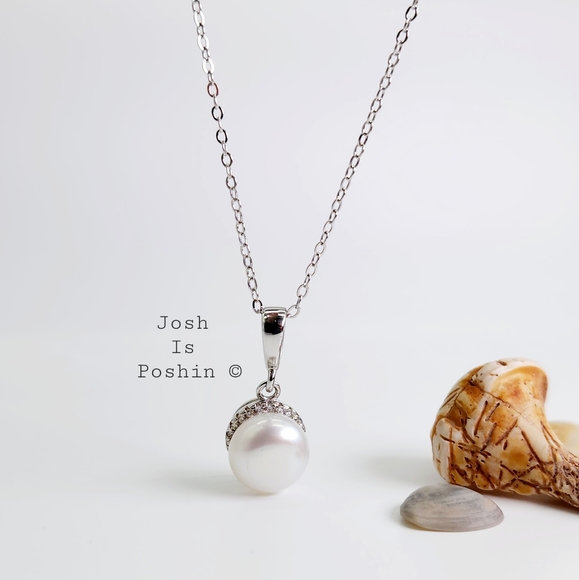 Freshwater Pearl pendant necklace in sterling silver - Picture 5 of 14